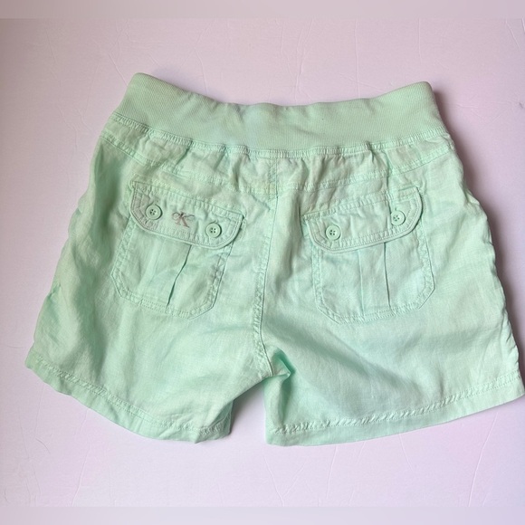 Calvin Klein Linen Shorts Womens Sz Small Mint Green Cargo Pockets relaxed fit - Picture 6 of 8